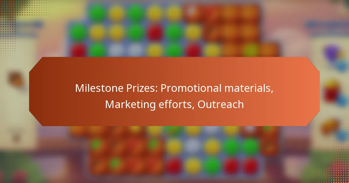 Milestone Prizes: Promotional materials, Marketing efforts, Outreach