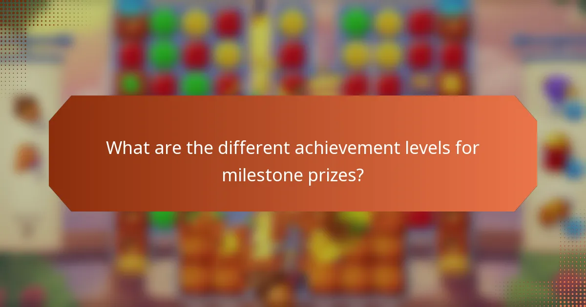 What are the different achievement levels for milestone prizes?