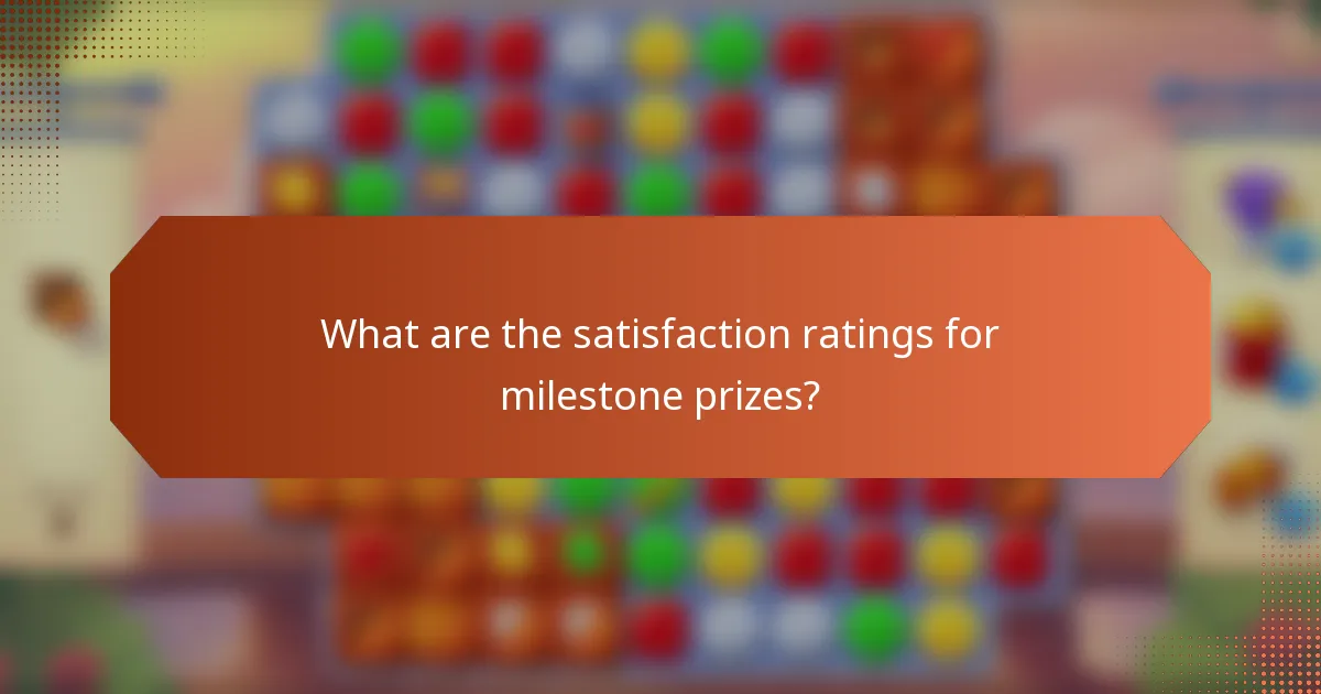 What are the satisfaction ratings for milestone prizes?