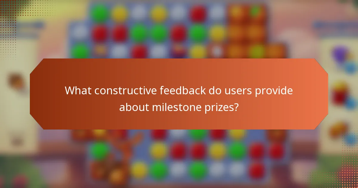 What constructive feedback do users provide about milestone prizes?